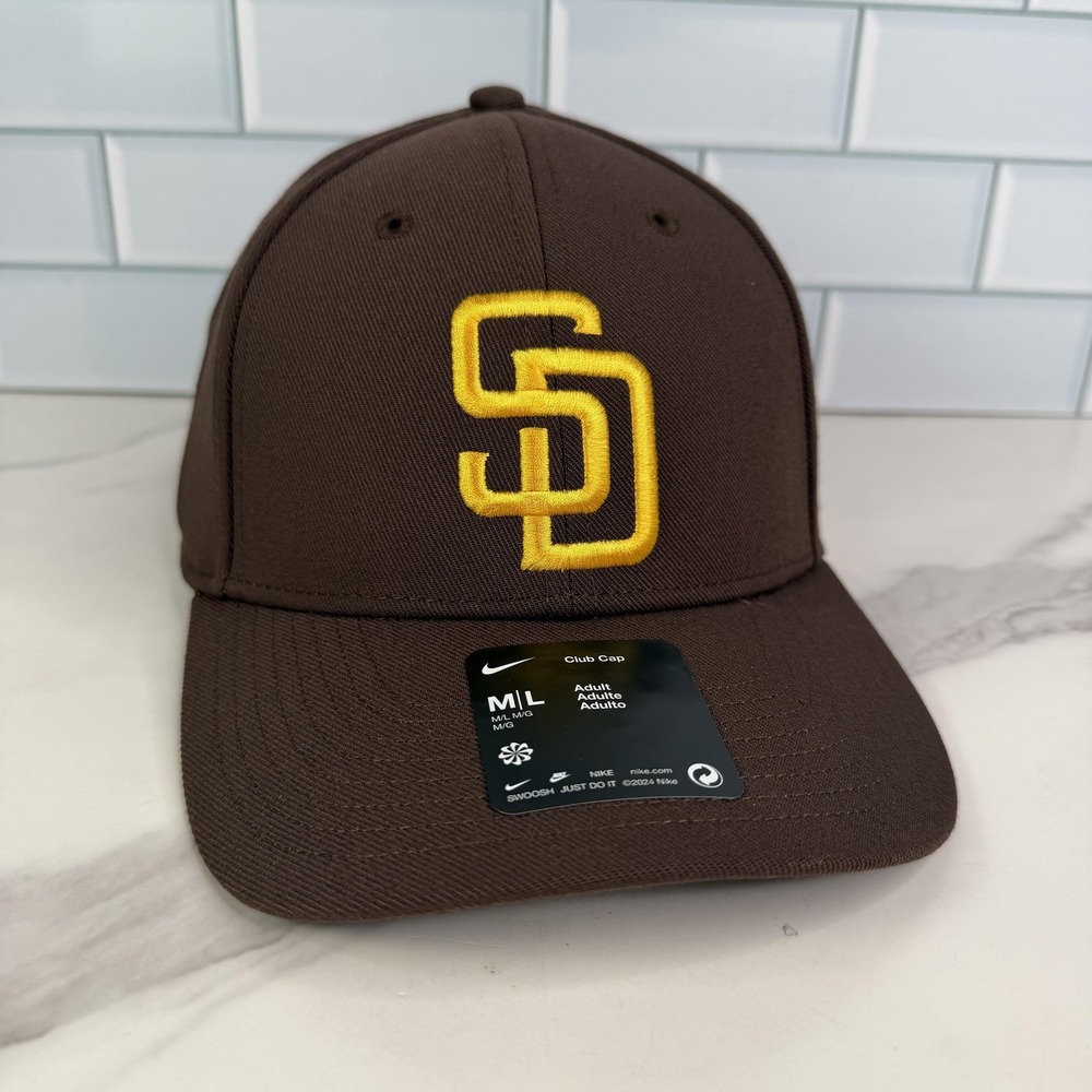 San Diego Padres Hat Cap Strap Back Mens Large Brown Yellow Baseball Nike Club